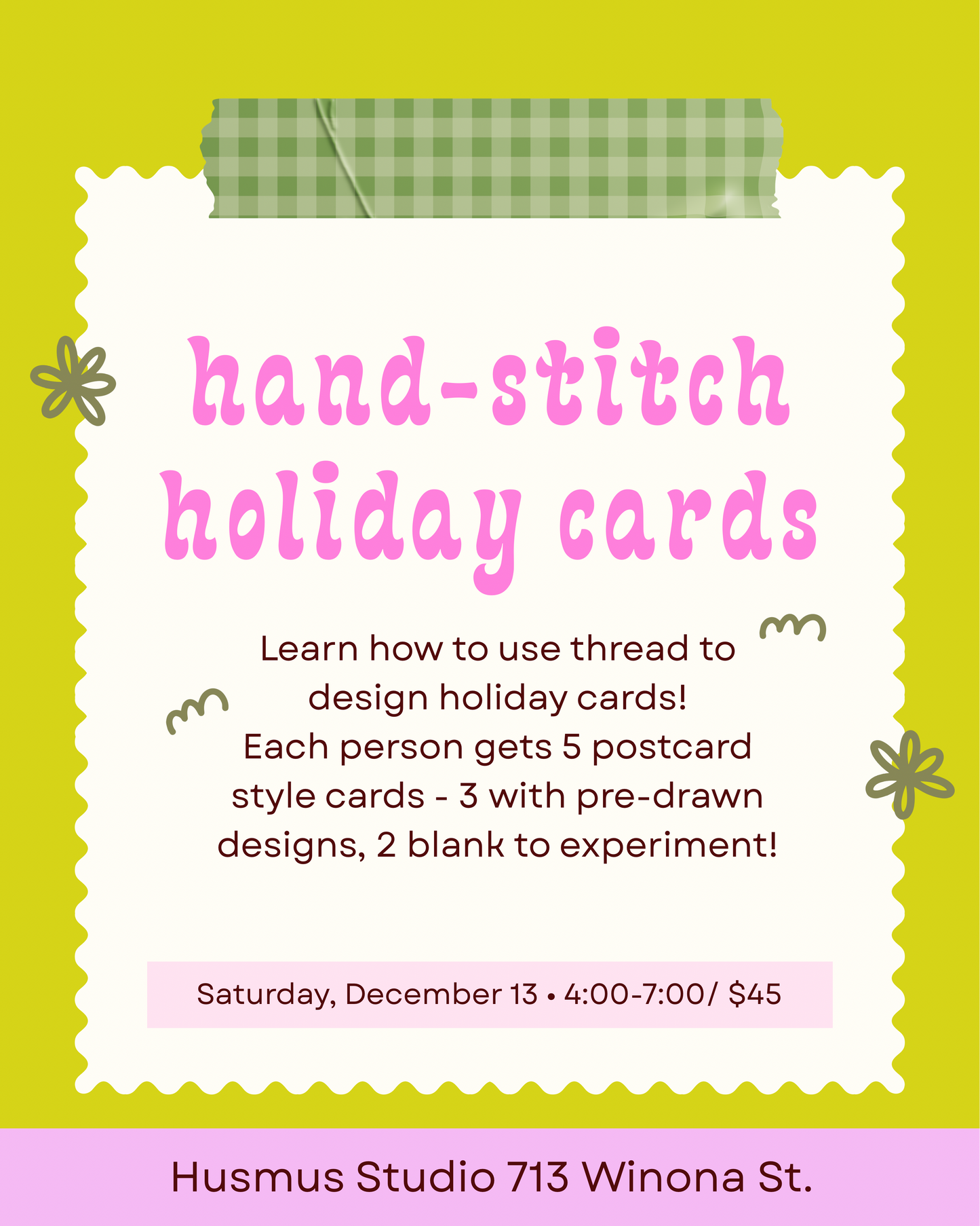 workshop: hand-stitch holiday cards