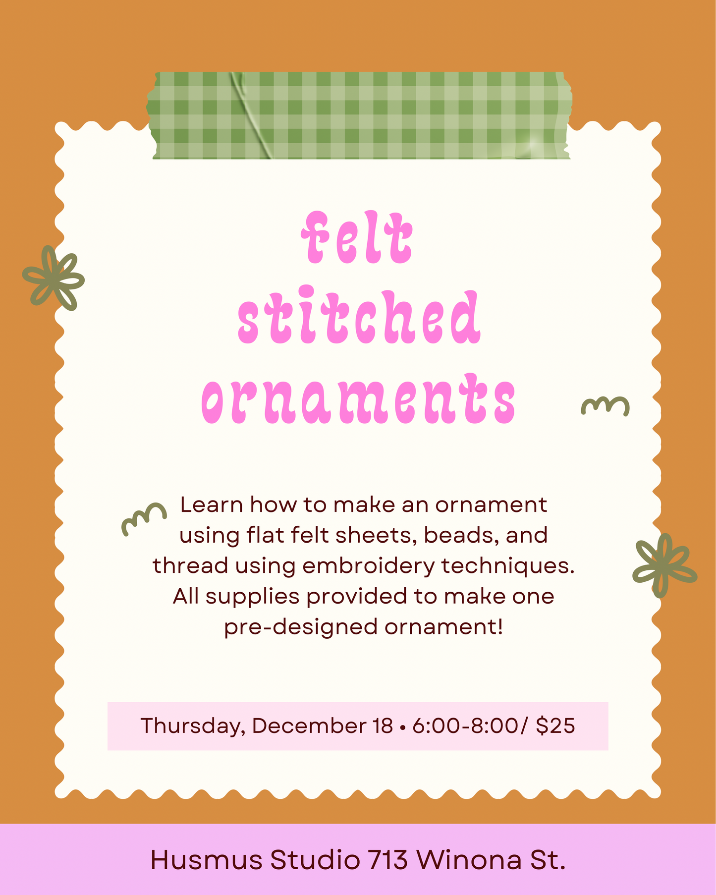 workshop: felt stitched ornament